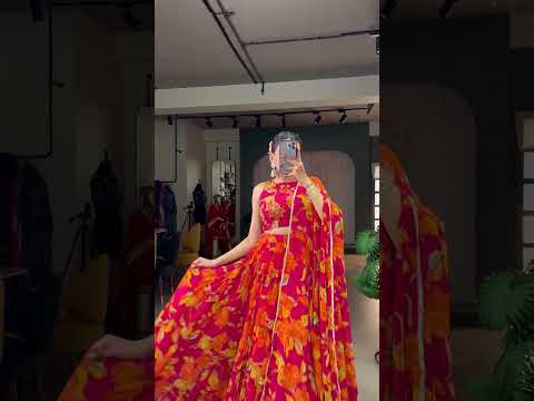 Yellow Floral Printed Lehenga Choli Set