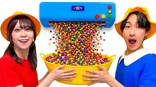 エアコンから大量のお菓子が出てきた！？もしもチョコレートやドーナツが出てくるエアコンがあったら...！スイッチを押して甘くておいしいお菓子をたくさんゲットしよう♪