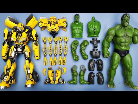 New Transformers BUMBLEBEE & Marvel HULK Assembling - Robot Car Toys Crash Test (Stopmotion Cartoon)