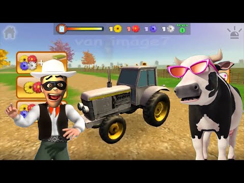 Mi Tractor Blanco y El Toro Negro Enojado | Game #138 | El Pollito y El Tractor Game