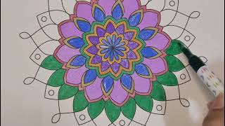 Most Satisfying Glitter Mandala Coloring For Stress Relief 🌸| Relaxing Art Therapy Timelapse 🎨