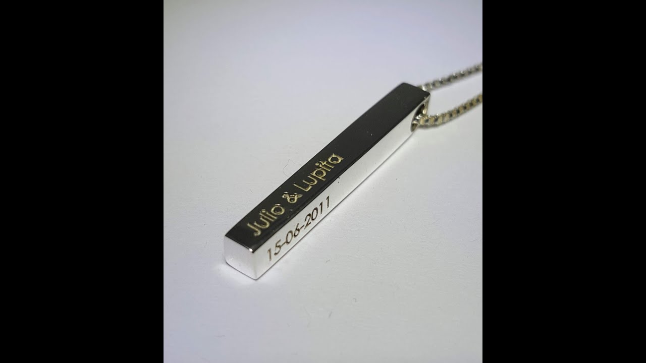 Dije de Plata Hecho a Mano, Modelo Lingote, Personalizado con Nombre y Fecha