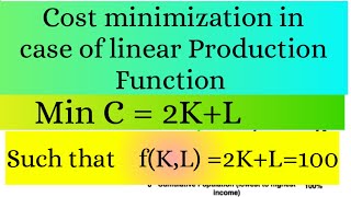 Cost minimization in case of perfect substitute production functions