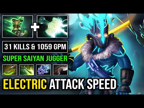 SUPER SAIYAN Attack Speed 31Kills Juggernaut 1059 GPM Electric Mjollnir + Force Boots Late Game DotA