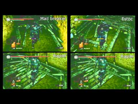 Dark Souls: rapier, estoc, mail breaker 2h combo speed vs live targets