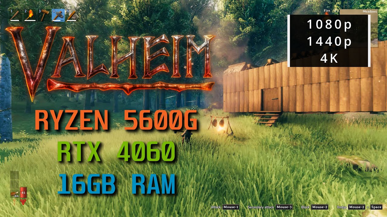 Valheim on RTX 4060 + Ryzen 5600G – 1080p/1440p/4K