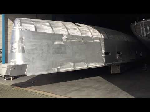 Preparing the hull of 66ft 'Qilak' for the turning over