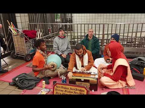 Bhakta Dylan Chants Hare Krishna at Times Square Subway Station