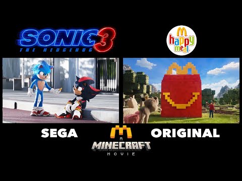 SONIC THE HEDGEHOG 3 VS McDonald’s Minecraft Super Happy Meal Promotional AD Side By Side Comparison
