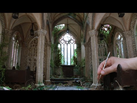 How to make a miniature abandoned gothic church by hands and from scratch