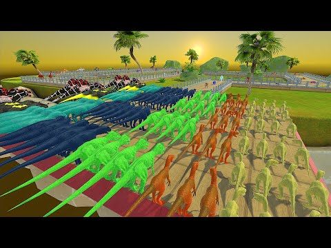 Colored Carnivore Dinosaurs vs All Units Challenge - 🦖 Animal Revolt Battle Simulator 🦕
