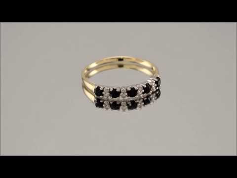 9ct Gold 8pt Diamond And Sapphire Ring - D8893