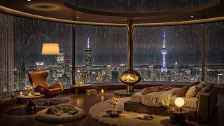 Rainy Night Jazz ☔ Luxury Skyline Bedroom for Sleep & Relaxation