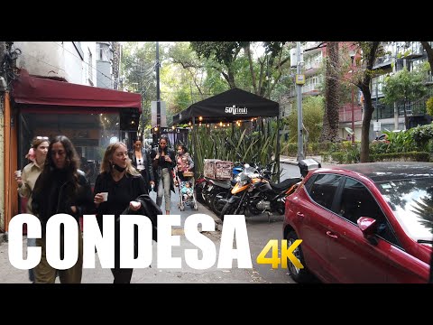 La Condesa, Mexico City walking tour 4k 60fps