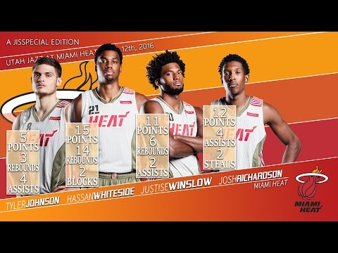 2016.11.12 Jazz vs Heat T. Johnson, Winslow, Whiteside, Richardson Highlights