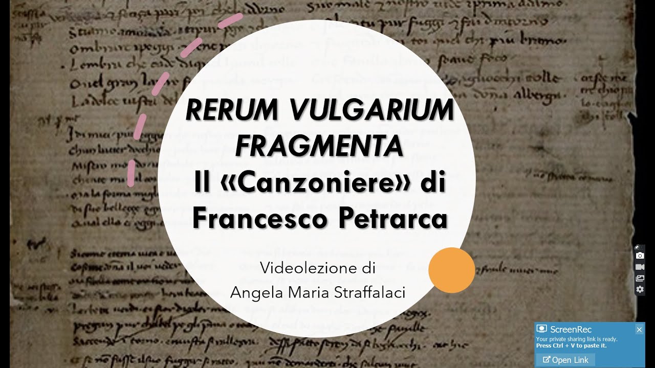 RERUM VULGARIUM FRAGMENTA. IL "CANZONIERE" DI FRANCESCO PETRARCA
