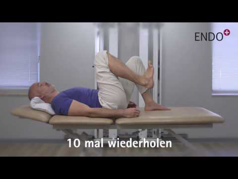Gymnastik für den Rücken Hernie und Vorsprung und Osteochondrose Orthese oder Knöchel