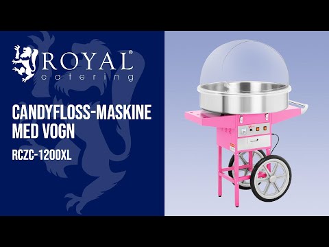 Produktvideo - Candyfloss-maskine med vogn - 72 cm - beskyttelseskuppel