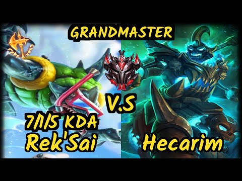 Blank (REK'SAI) vs HECARIM - 7/1/5 KDA JUNGLE GAMEPLAY - KR Ranked GRANDMASTER
