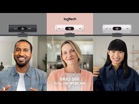 Logitech Brio 500 Webcam Bundle with Selfie Ring Light Stand and 4-Port 3.0 USB Hub (Graphite)