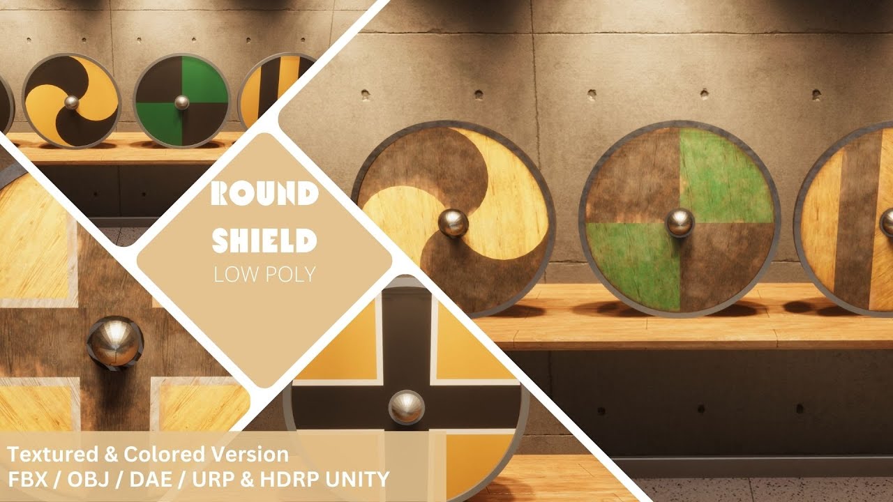 Round Shield - Lowpoly Textured and Colorbased 3D Model