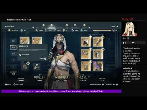 female gamer  playing assassins  creed odyssey new game plus on ps4