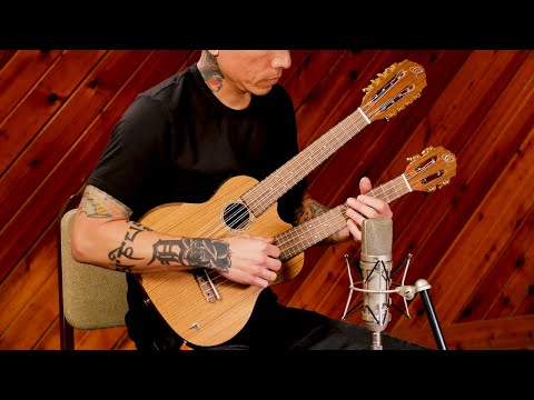 Ortega HYDRA Custom Built Series Ovangkol Top Mahogany Double-Necks 4/8-String Acoustic-Electric Tenor Ukulele w/Gig Bag image 18