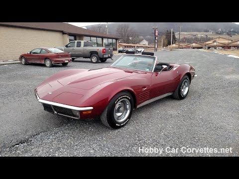 1971 Dark Red Corvette Convertible Four Speed Manual For Sale Video