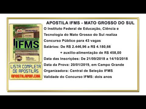 Apostila IFMS 2018 Apostila Concurso IFMS 2018 Mato Grosso do Sul