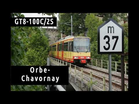 Karlsruher GT8-100C/2S bei der Orbe-Chavornay