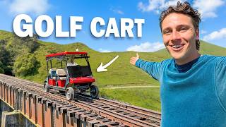 Driving a GOLF CART on TRAIN TRACKS
