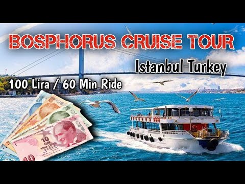 Bosphorus cruise Tour, Istanbul Turkey in 100 Lira | Istanbul River tour by boat in blue water.