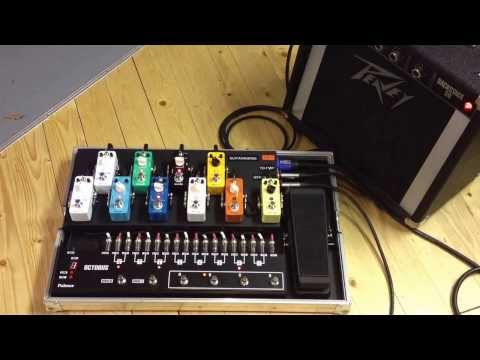 Pedalboard met 10 Mooer effecten en een Palmer Octobus loopswitcher door Guitarworks Panningen