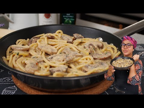 ESPAGUETI cremoso con CHAMPIÑONES