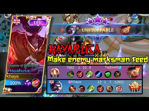 MAKE ENEMY MM FEED WITH HAYABUSA | HAYA EPIC SKIN SOLO RANK GAMEPLAY - MLBB
