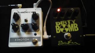 Video thumbnail for Barber Dirty Bomb Distortion - Subdecay Echobox Delay - Guitar Demo by MrExcane