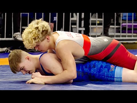 U15 Tomass Legajevs (LAT) vs Matvii Kovalchuk (UKR) 85kg. Freestyle boys youth wrestling. B-cam-man
