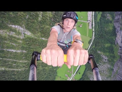 BASE Jumping from a Glider Swing