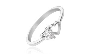 Jewellery – Silver ring, 925 - one empty and one zircon heart