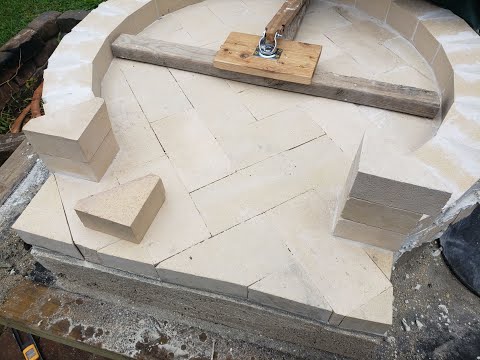 How to Build a Pizza Oven - Laying "refractory" mortar and firebrick with "indispensable tool".
