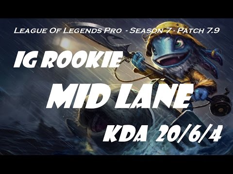 Mid Lane - IG Rookie as Fizz vs Anivia Patch 7.9 - League Of Legends Pro Ranked Challenge