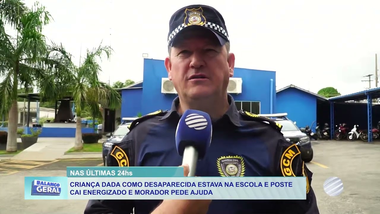 Criança desaparecida é encontrada na escola; poste de energia cai em via pública