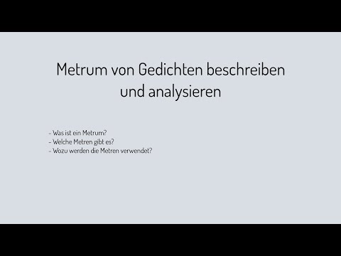 Lyrikanalyse Basics 1: Versmaß oder Metrum
