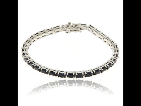 Bratara tennis Argint 925 Placat cu Rodiu Spinel negru Natural - Elegant si Special