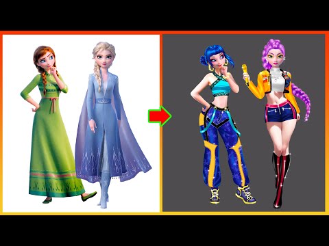 Elsa Anna Frozen GLOW UP Kpop Demon Hunter - Disney Princesses Transformation