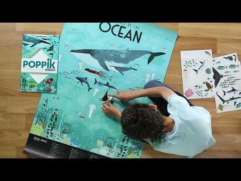 Poster cu Stickere Repoziționabile – Oceanul si Vietuitoarele Marine, Poppik (100 x 68 cm) - Previzualizare video