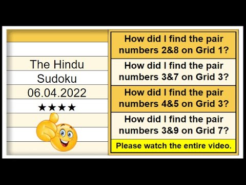 🔊How to Solve The Hindu Sudoku 4 Star | Step by Step Solution | 06.04.2022|  Level ★★★★