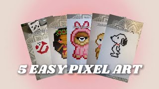 5 EASY PIXEL ART IDEAS ⭐️❤️ 1 MINUTE!