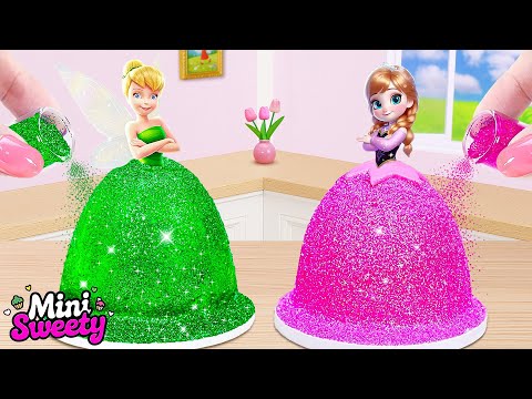 Stunning Princess Cake 🌈Miniature Rainbow  Tinker Bell Recipe With Buttercream 🌈 Mini Sweety