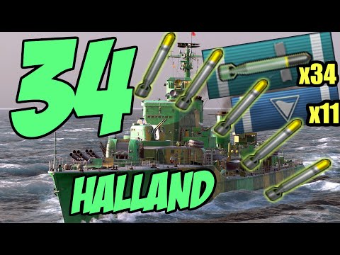 Halland POWER-PLAY 34 torpedo hits - World of Warships